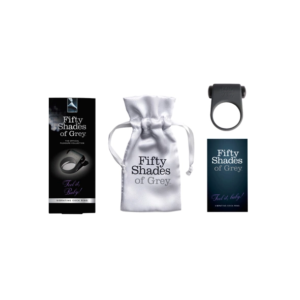 Fifty Shades of Grey Feel It Baby vibruojantis varpos žiedas iš silikono, juodas