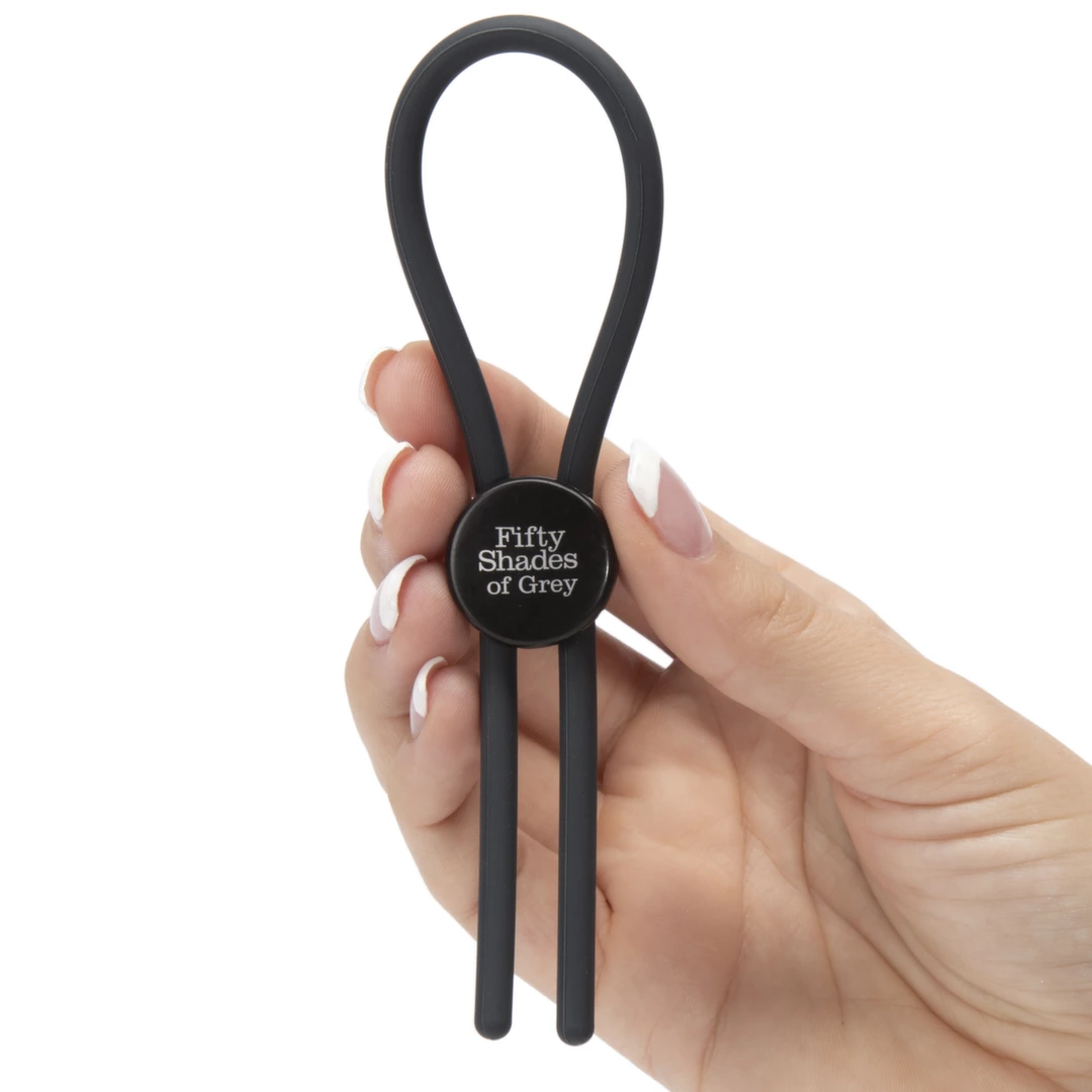 Fifty Shades of Grey reguliuojamas silikoninis varpos žiedas, juodas