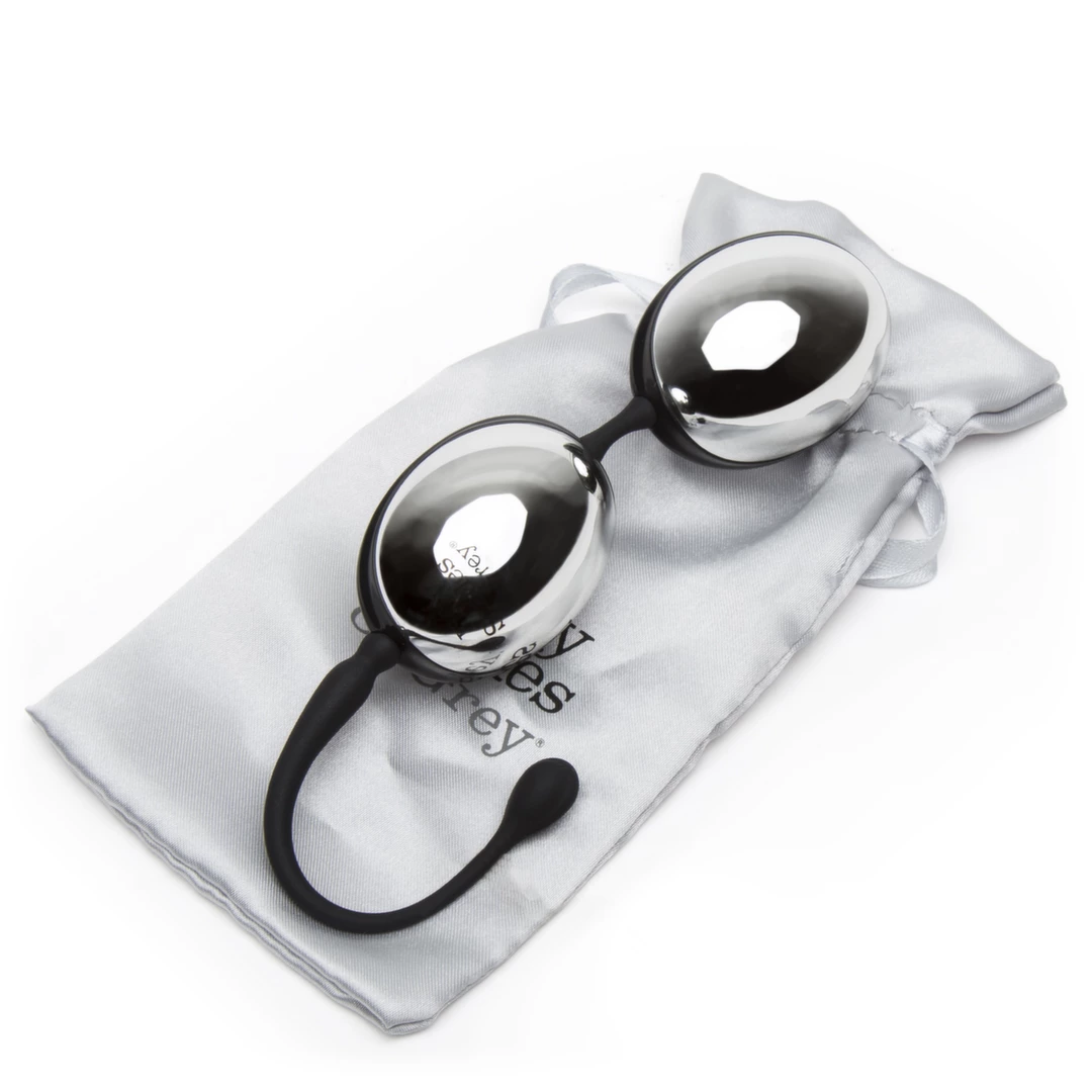 Fifty Shades of Grey Inner Goddess Kėgelio kamuoliukai, juodi su sidabriniais, 67 g