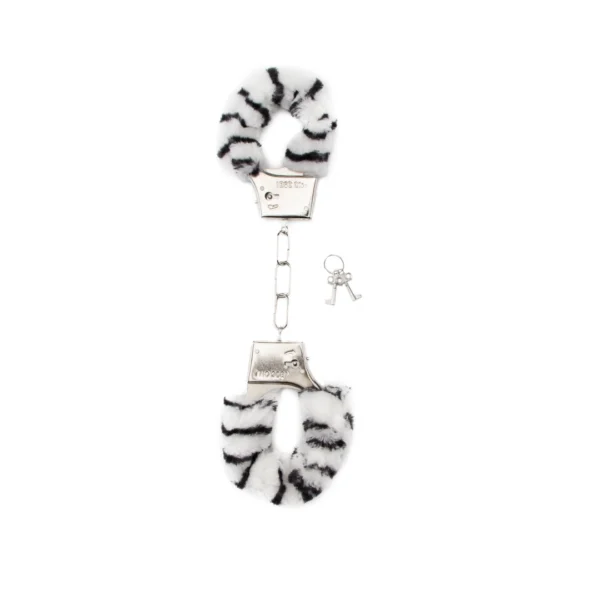 Shots Toys antrankiai su kailiuku ir greito atlaisvinimo mygtuku, apimtis 15-22 cm