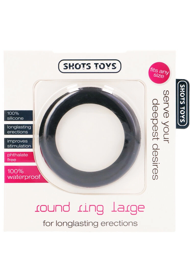 Shots Toys apvalus silikoninis varpos žiedas, didelis, juodas