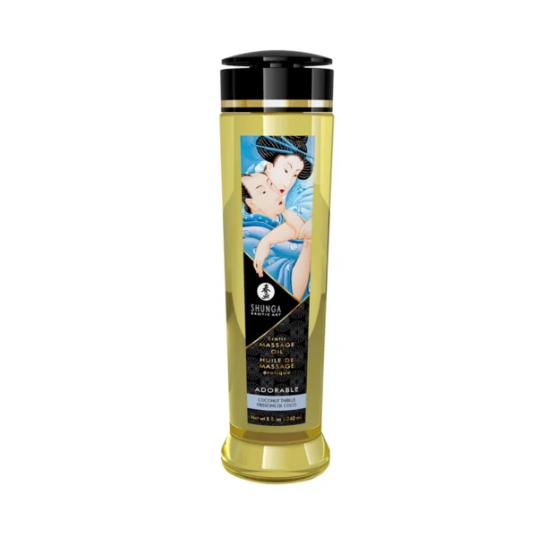 Shunga Adorable Coconut Thrills masažo aliejus su kokoso aromatu, 240 ml