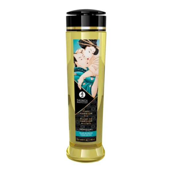 Shunga Island Blossoms masažo aliejus su gėlių aromatu, 240 ml