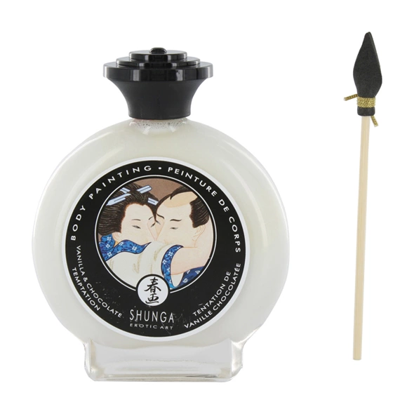 Shunga valgomi kūno dažai su teptuku, vanilės ir šokolado skonio, 100 ml