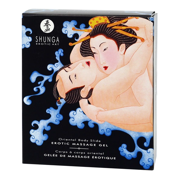 Shunga Oriental Body-to-Body masažo gelis Strawberry & Champagne, 2 x 250 ml