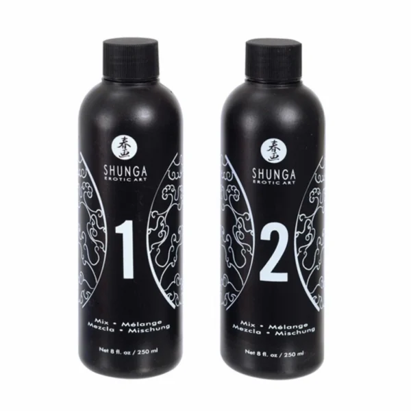 Shunga Oriental Body-to-Body egzotinių vaisių masažo gelis su paklode, 2 x 250 ml