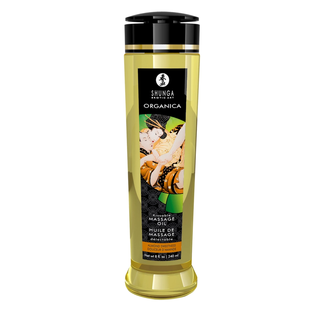 Shunga Organica Almond Sweetness masažo aliejus su migdolų aromatu, 240 ml