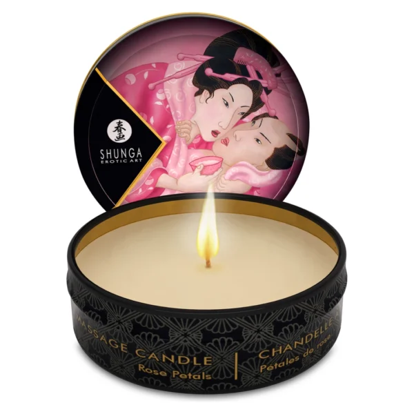 Shunga Rose Petals masažo žvakė, rožių žiedlapių aromato, 30 ml
