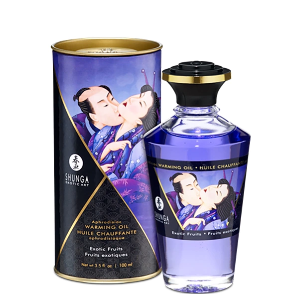 Shunga šildantis masažo aliejus, egzotinių vaisių aromato, 100 ml