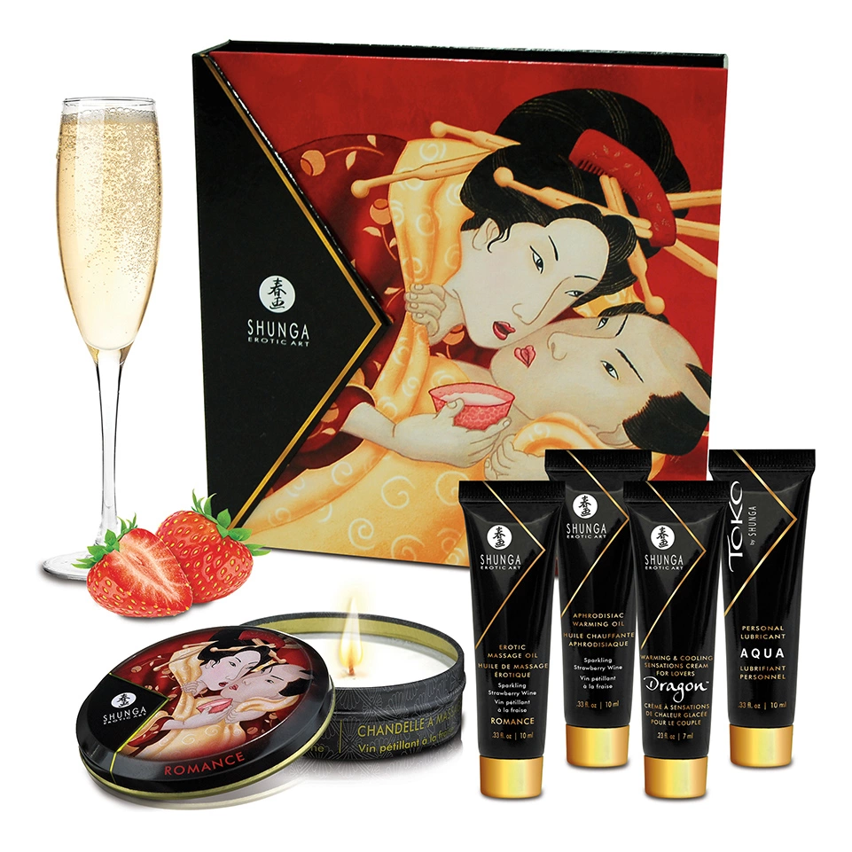Shunga Geisha’s Secret Sparkling Strawberry Wine mini rinkinys, 5 dalių