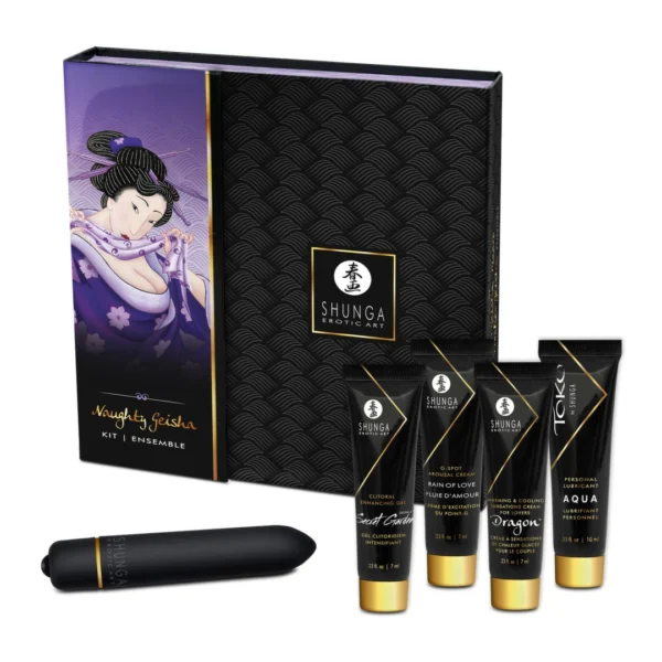 Shunga Naughty Geisha miniatiūrų rinkinys su vibruojančia kulka