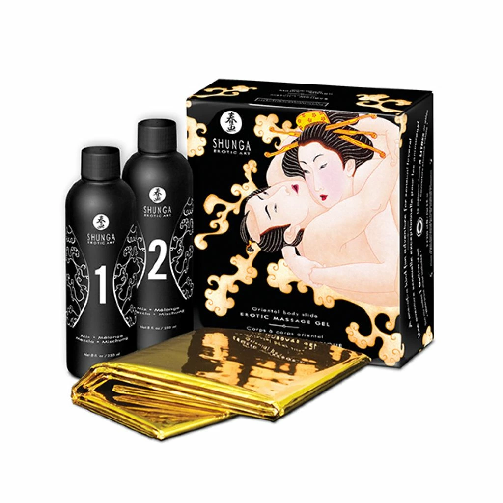 Shunga Oriental Body-to-Body masažo gelis Melon & Mango, 2 x 250 ml