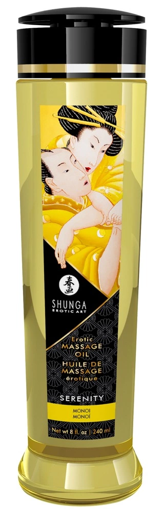 Shunga Serenity masažo aliejus, veganiškas, monoi aromatas, 240 ml