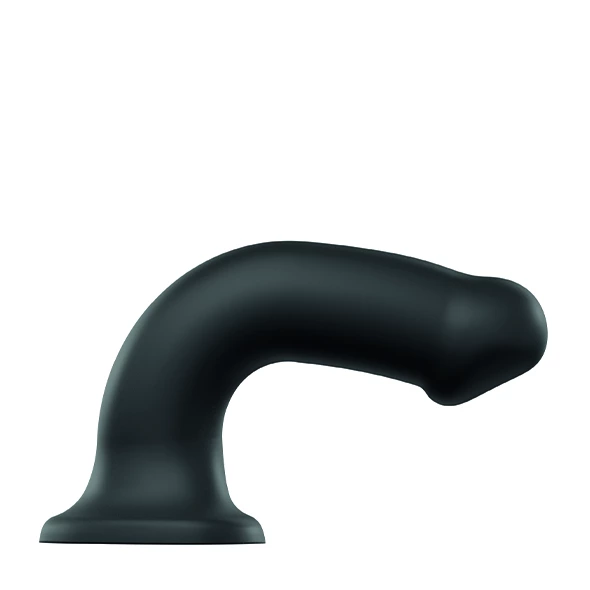 strap-on-me lankstus dvigubo tankio silikoninis dildo su siurbtuku, juodas, M