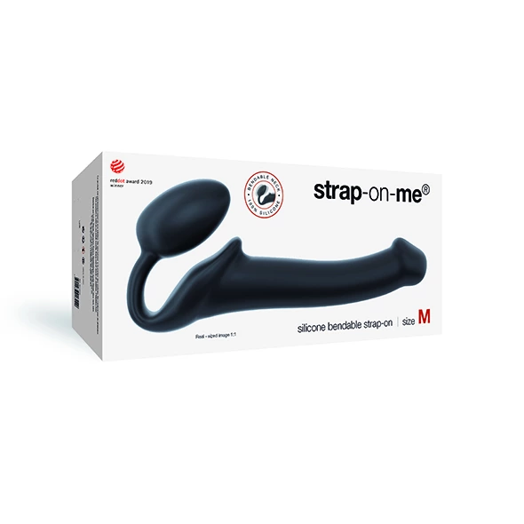 Strap-On-Me Bendable strap-on be diržų su lankstomu kakleliu, juodas, M