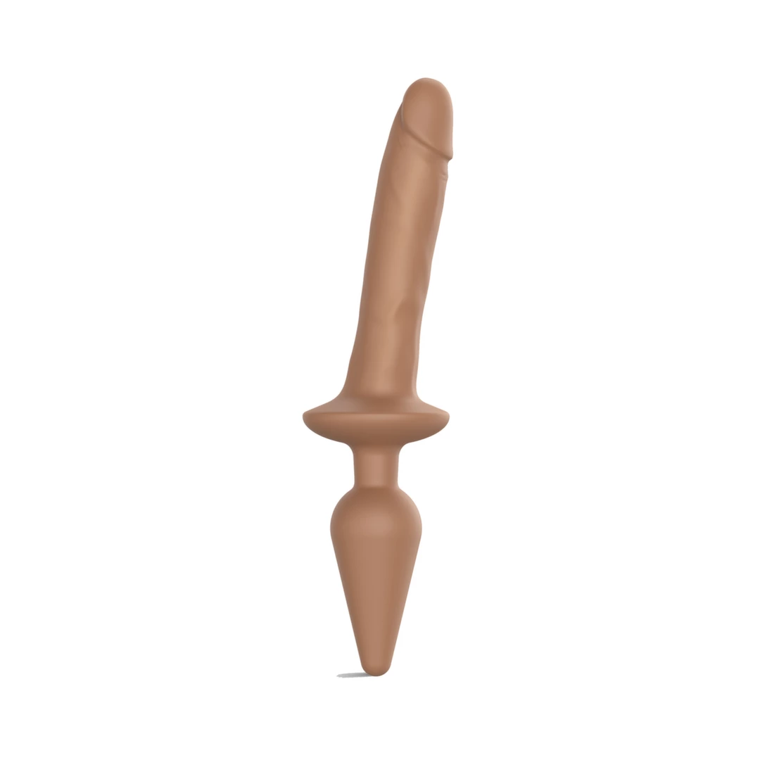 Strap-On-Me Switch Plug-In silikoninis dildo 2 viename, Caramel, XXL