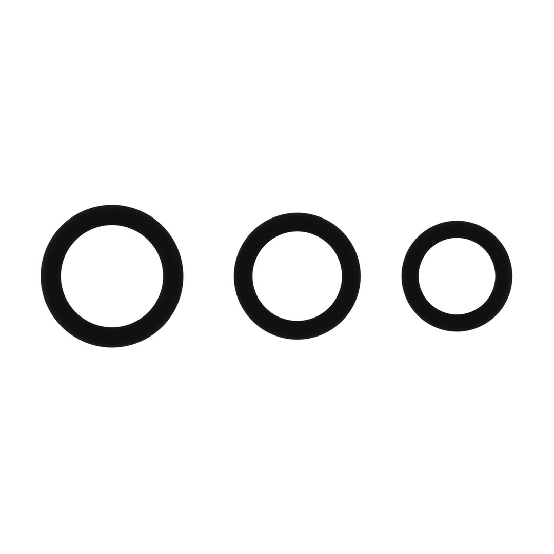 Sono by Shots No.25 silikoninių varpos žiedų rinkinys, 3 vnt., juodas ir pilkas