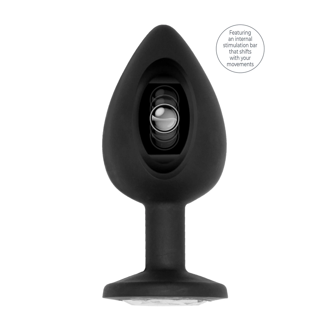 Sono by Shots No.91 silikoninis analinis kaištis su judančiu rutuliuku, 9,5 cm, juodas
