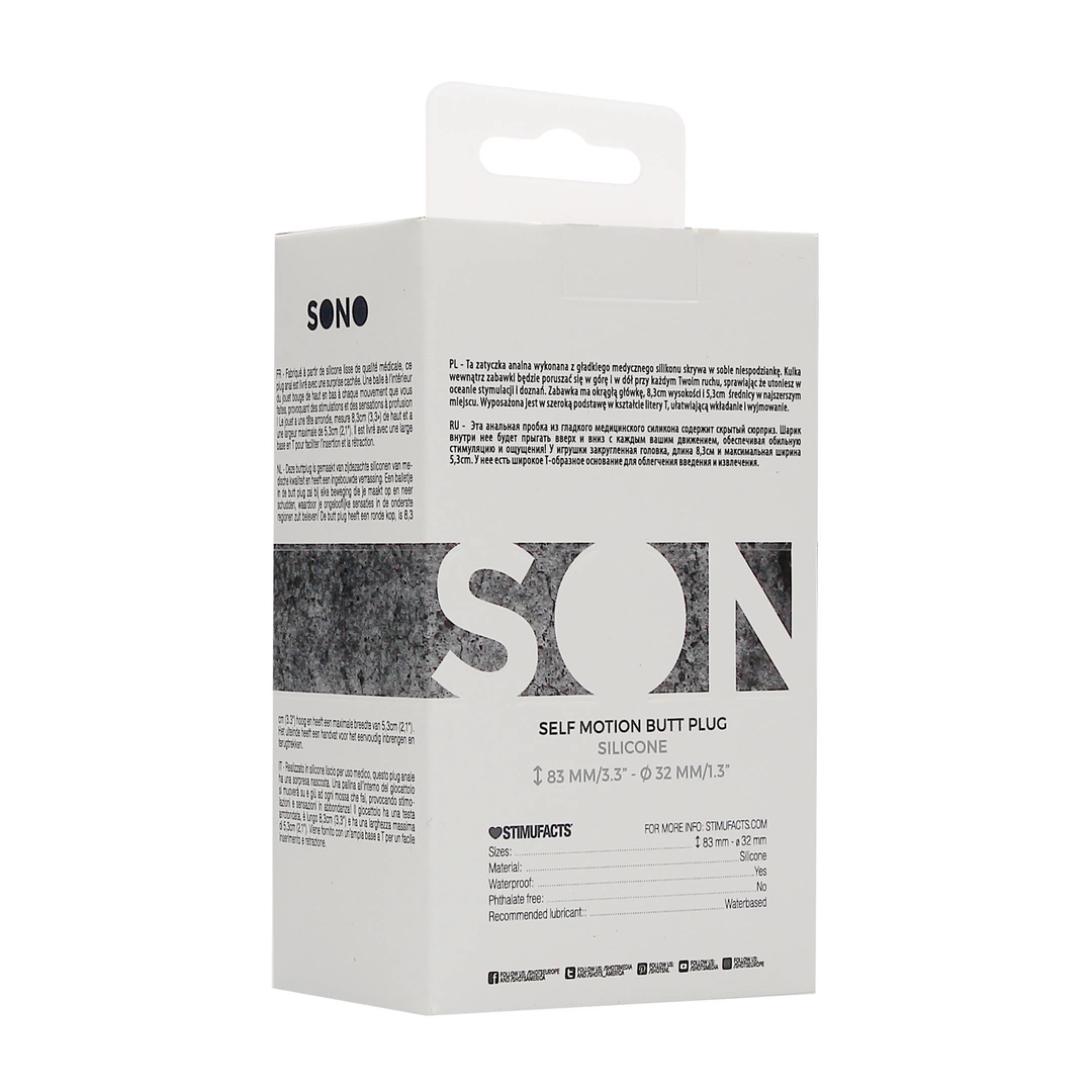 Sono by Shots No.91 silikoninis analinis kaištis su judančiu rutuliuku, 9,5 cm, juodas