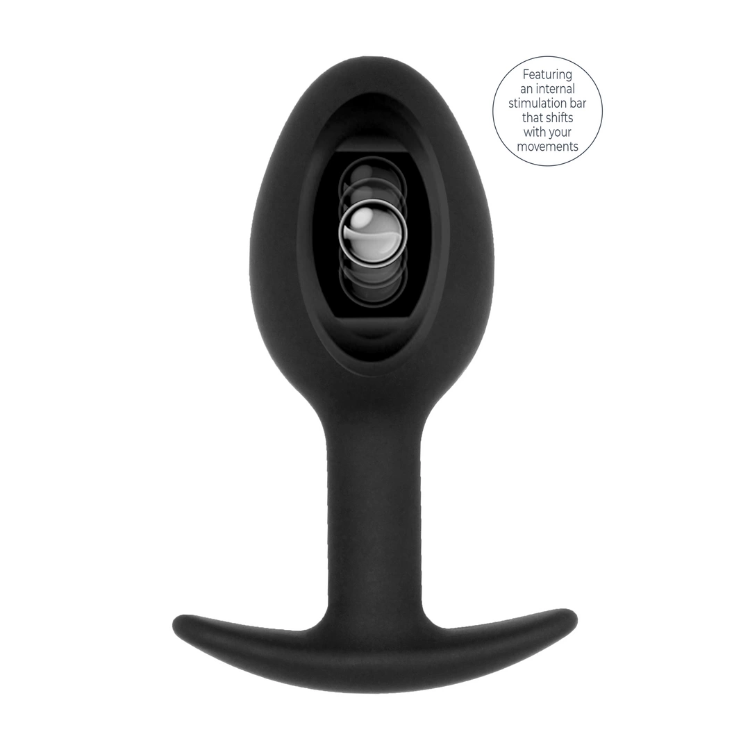 Sono by Shots No.89 silikoninis analinis kaištis su judančiu rutuliuku, 8,3 cm, juodas
