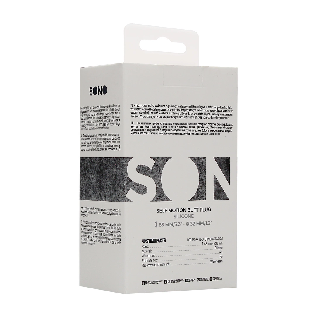 Sono by Shots No.89 silikoninis analinis kaištis su judančiu rutuliuku, 8,3 cm, juodas