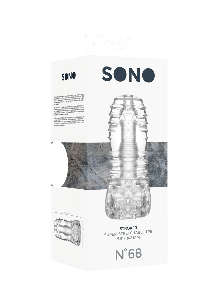 Sono by Shots No.68 masturbatorius iš elastingo TPE, 15 cm, juodas