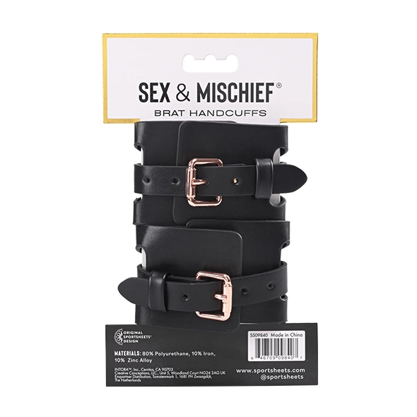 Sportsheets Sex & Mischief antrankiai su rožinio aukso spalvos grandinėle, juodi