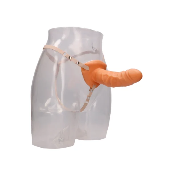 Seven Creations tuščiaviduris strap-on su gyslomis ir reguliuojamais diržais, kūno spalvos