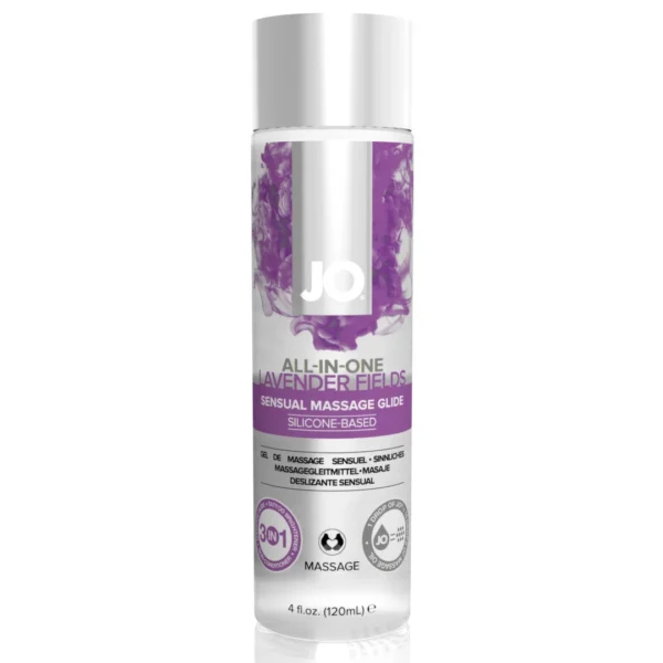 System JO All-In-One Massage Glide Lavender masažo gelis silikono pagrindu, 120 ml