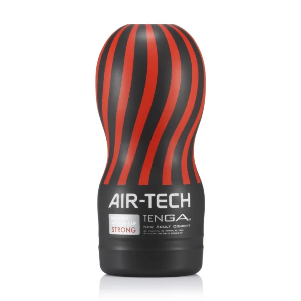 Tenga Air-Tech Strong daugkartinis masturbatorius su oro sistema, juodas