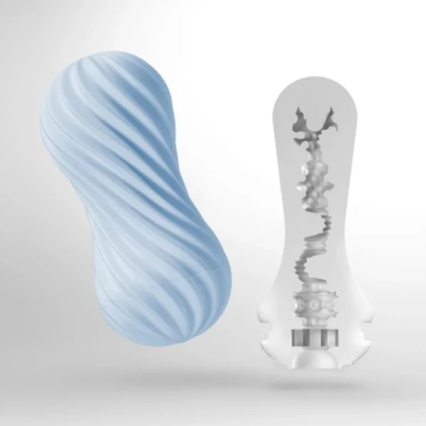 Tenga Flex II masturbatorius su spiraliniais grioveliais, Bubbly Blue