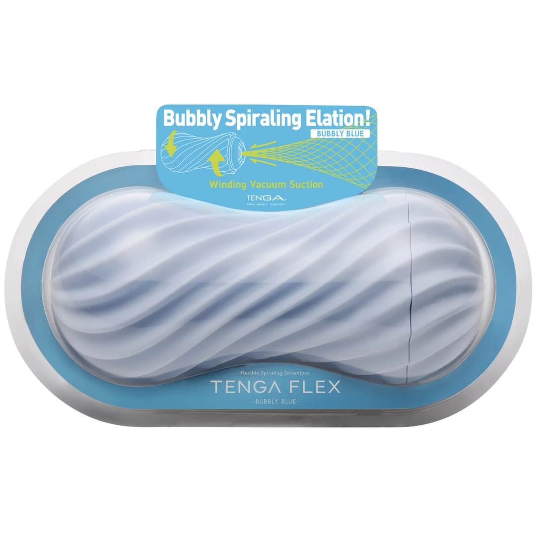 Tenga Flex II masturbatorius su spiraliniais grioveliais, Bubbly Blue