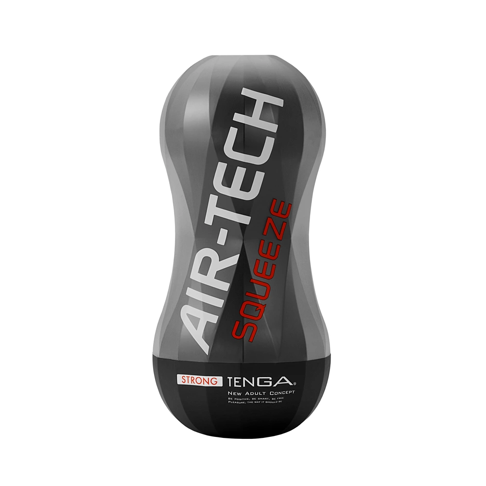 Tenga Air-Tech Squeeze Strong daugkartinis masturbatorius su oro anga, juodas
