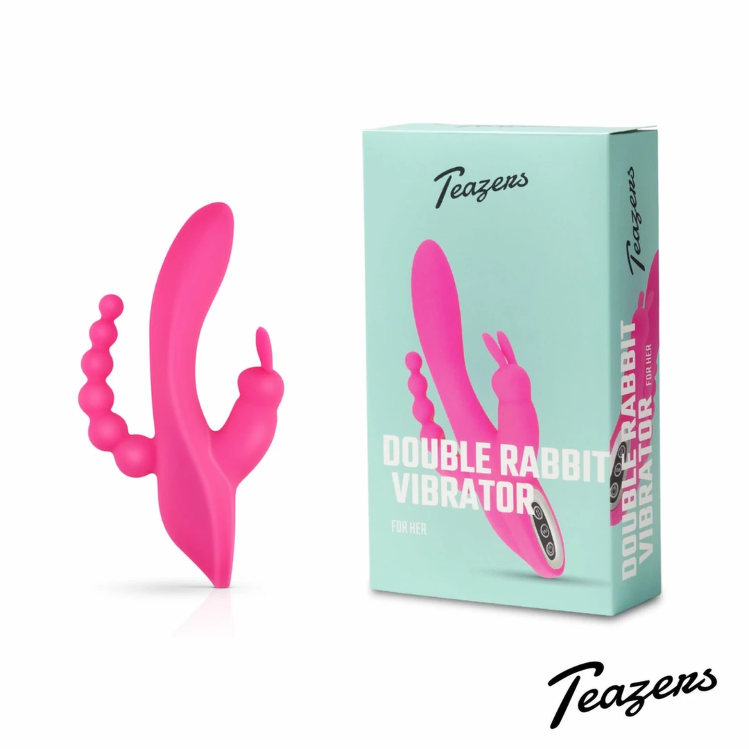 Teazers Double Rabbit dvigubos stimuliacijos vibratorius, įkraunamas per USB
