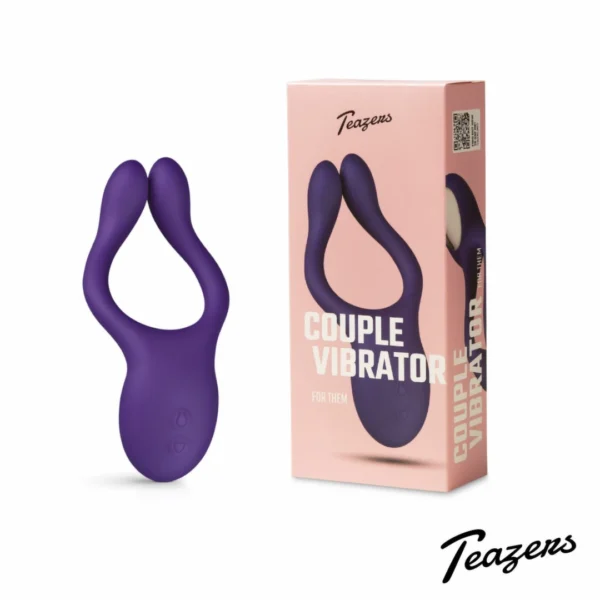 Teazers vibruojantis varpos žiedas poroms su dviem stimuliavimo taškais, juodas