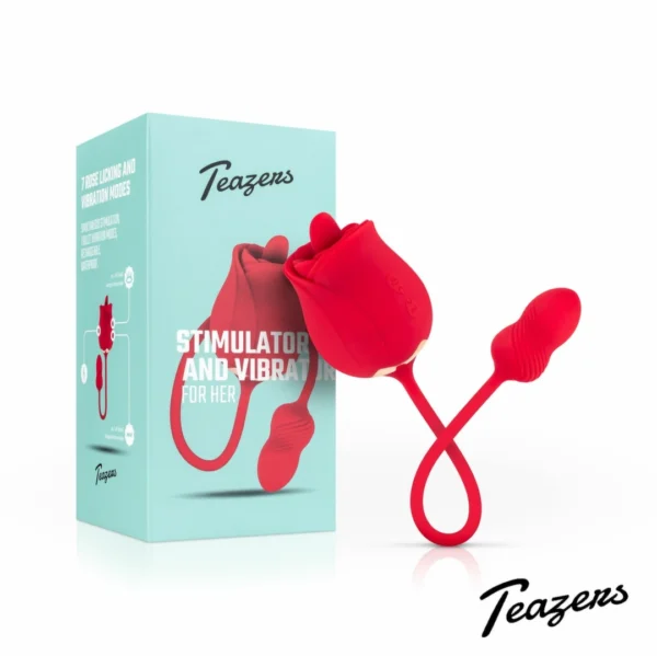 Teazers Rose klitorio stimuliatorius su vibruojančiu kiaušinėliu, rožinis