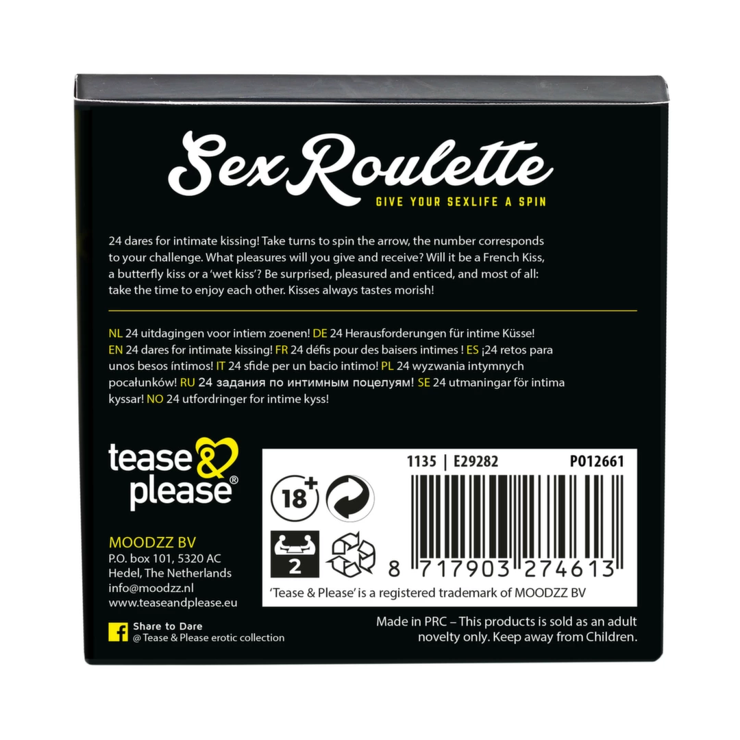 Tease & Please Sex Roulette Kiss žaidimas poroms su 24 bučinių užduotimis