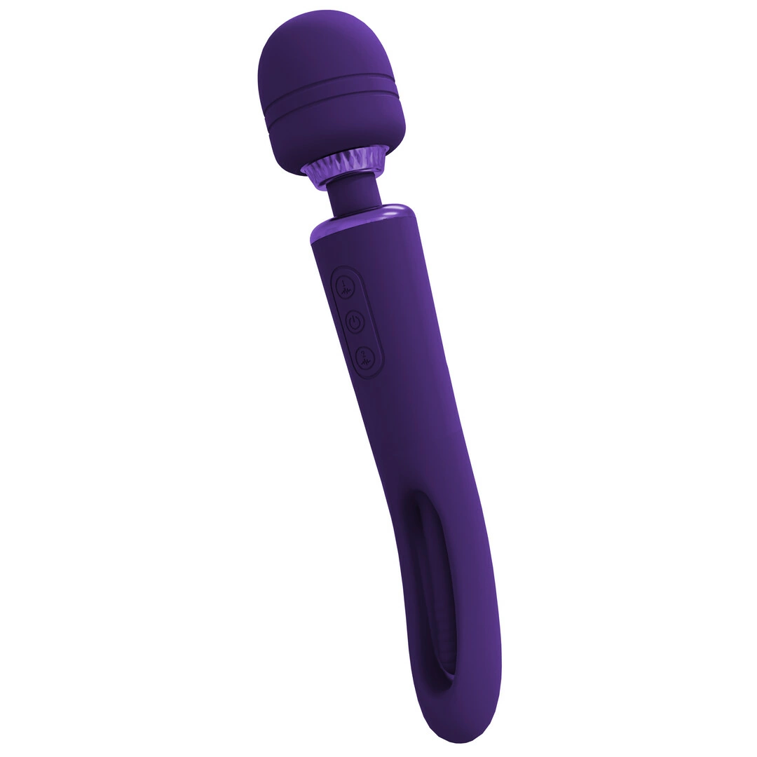 VIVE by Shots Kiku dvipusis wand masažuoklis su plazdančiu stimuliatoriumi, violetinis