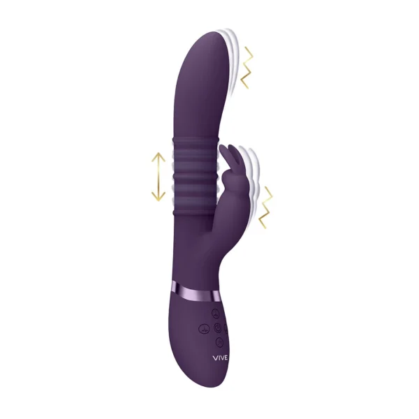 VIVE by Shots Sora rabbit tipo vibratorius su judančiais žiedais, violetinis