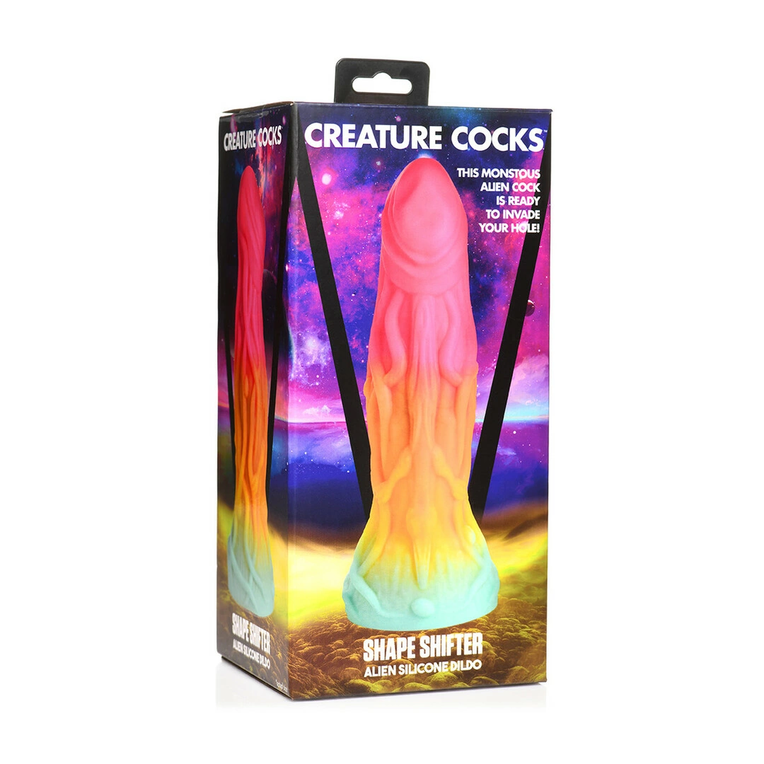 XR Brands Shape Shifter silikoninis dildo su siurbtuku, įvairiaspalvis