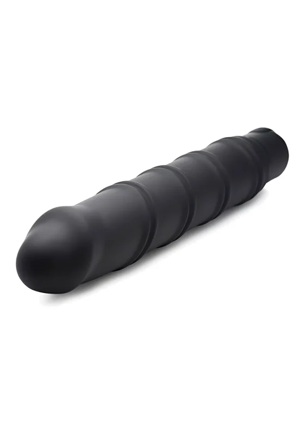 XR Brands XL Bullet vibruojanti kulka su spiraliniu silikoniniu antgaliu, juoda