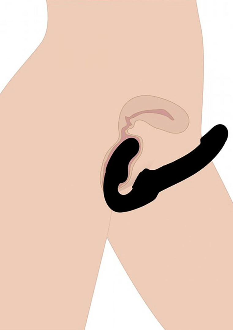 XR Brands Evoke dvipusis strap-on vibratorius be diržų, įkraunamas