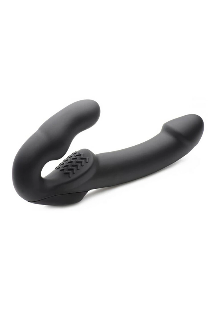 XR Brands Evoke dvipusis strap-on vibratorius be diržų, įkraunamas