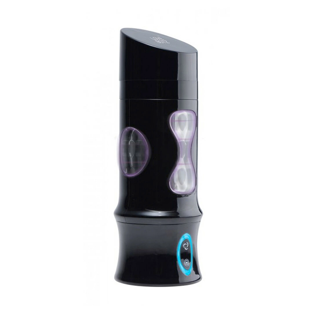 XR Brands Beat It automatinis masturbatorius su sukimu ir vibracija, juodas