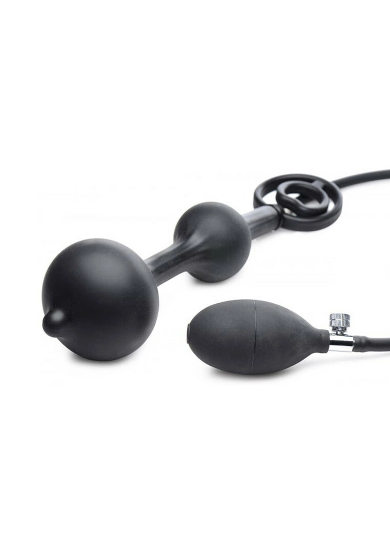 XR Brands Devils Rattle pripučiamas analinis kaištis su žiedu, juodas
