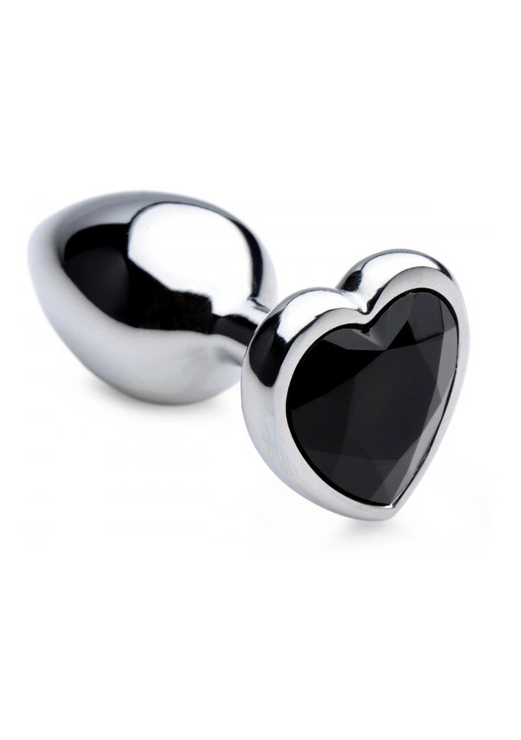 XR Brands mažas aliuminio analinis kaištis su juoda širdele