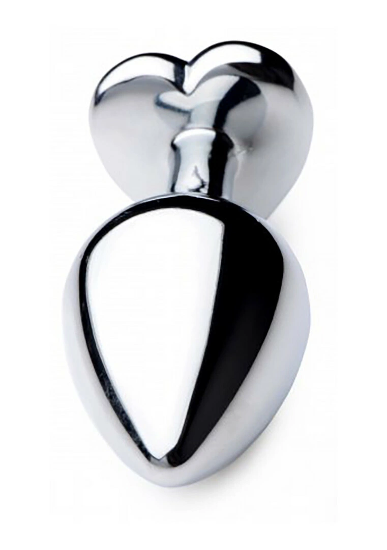 XR Brands Black Heart aliuminio analinis kaištis su širdele, vidutinis
