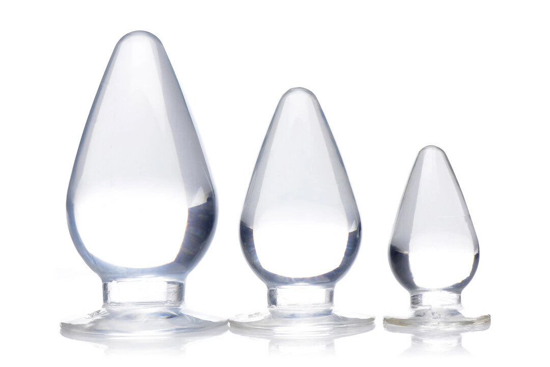 XR Brands Triple Cones analinių kaiščių rinkinys su siurbtukais, skaidrus, 3 vnt.