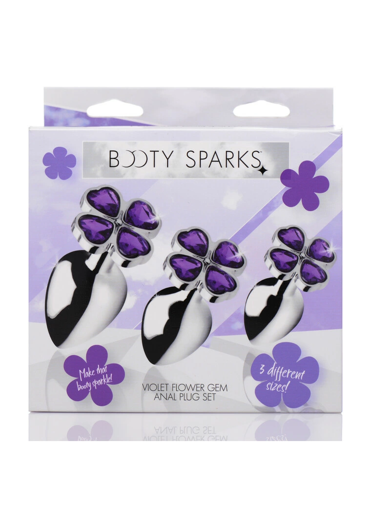 XR Brands Violet Flower aliuminiai analiniai kaiščiai, 3 vnt.