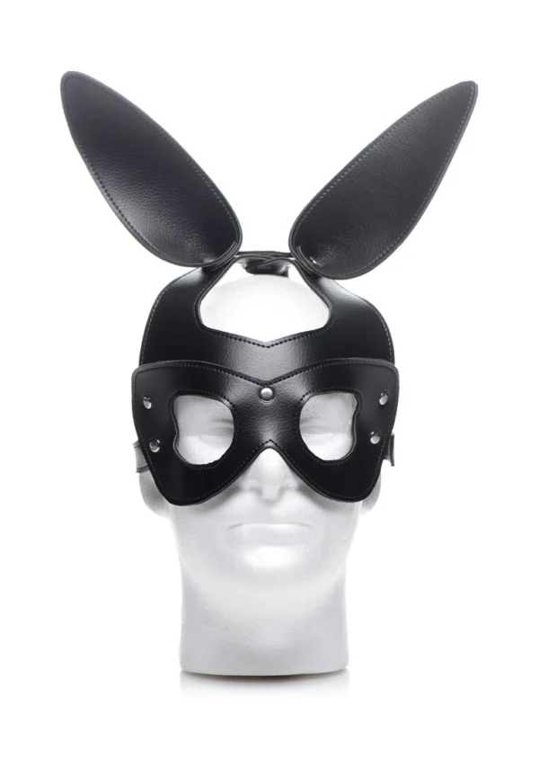 XR Brands Bad Bunny veganiška triušio kaukė su reguliuojamais dirželiais, juoda